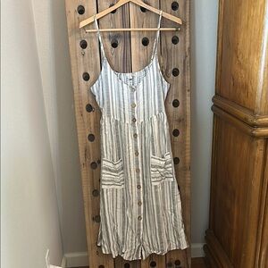 Roxy Cream White Tiered Ruffled Midi Sundress